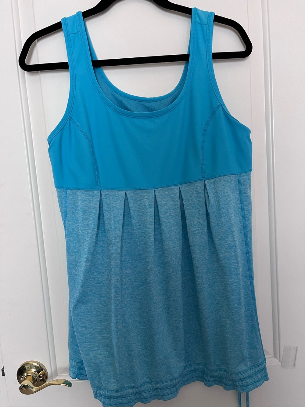 Women’s Turquoise Pleated  workout Tank Top shelf bra XL